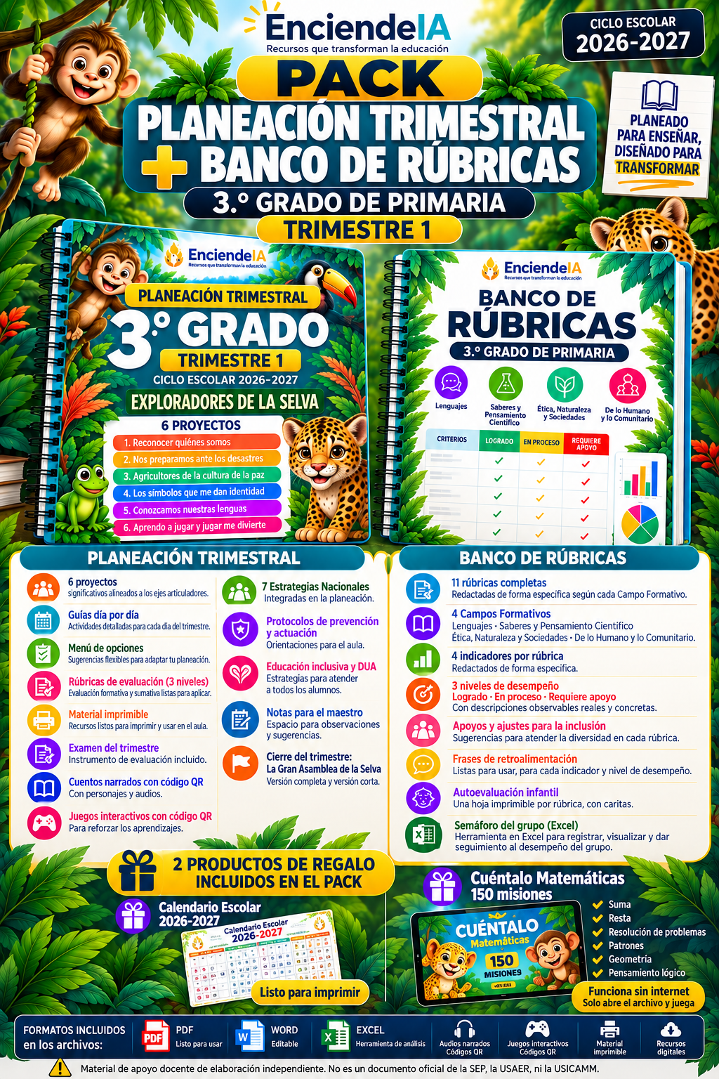 Pack Planeación Trimestral + Banco de Rúbricas 3.º Grado · Trimestre 1 1 Pack Planeación Trimestral + Banco de Rúbricas 3.º Grado · Trimestre 1