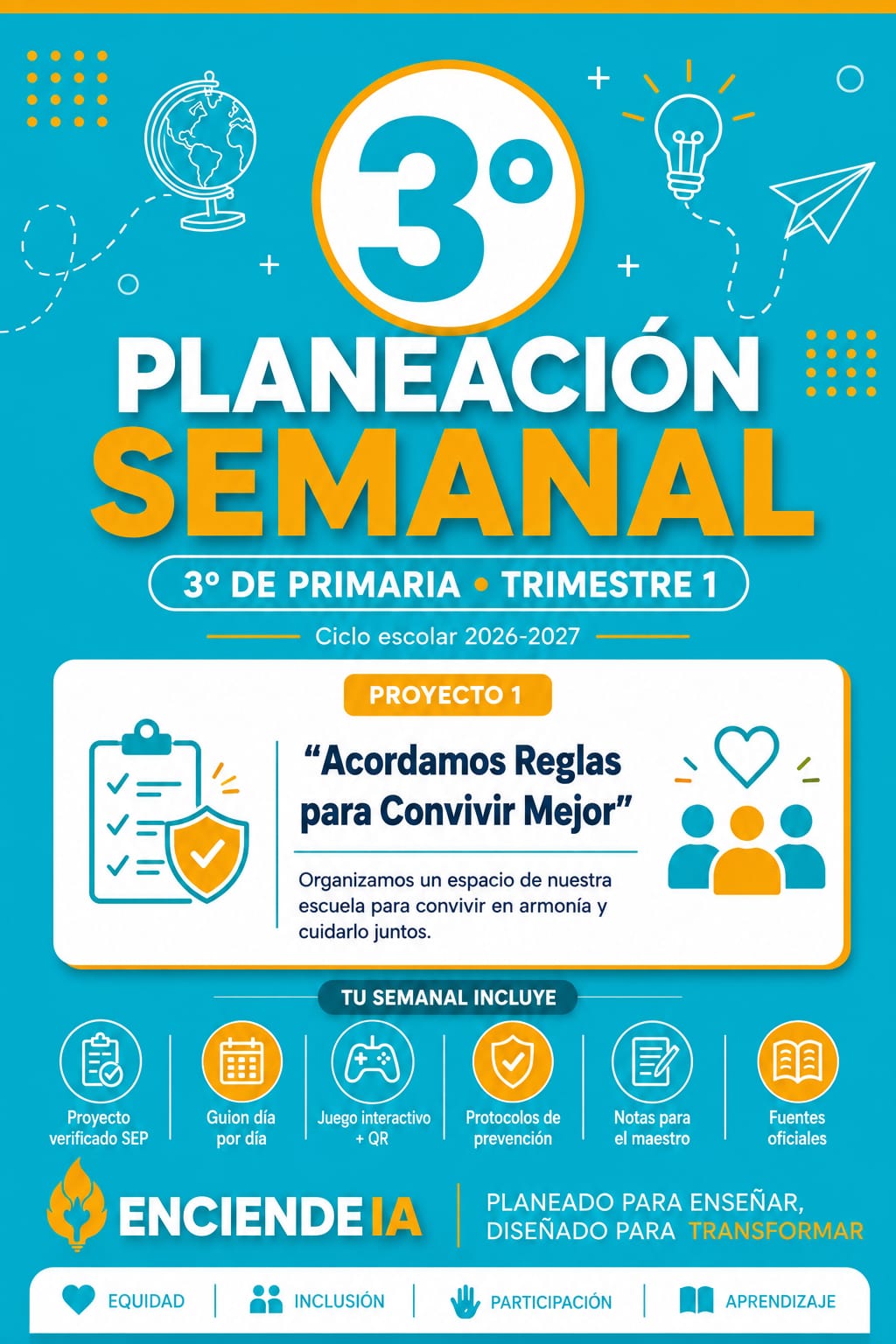 Planeación Semanal 3° Primaria NEM — Proyecto "Acordamos Reglas para Convivir Mejor" — Trimestre 1 (Editable) 1 Planeación Semanal 3° Primaria NEM — Proyecto "Acordamos Reglas para Convivir Mejor" — Trimestre 1 (Editable)