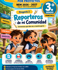 Planeación Semanal NEM 3.º de Primaria · Trimestre 2 · Reporteros de mi Comunidad | 2026-2027 · STEAM