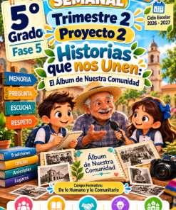 Planeación Semanal 5.º de Primaria · Trimestre 2 · El Álbum de Nuestra Comunidad | NEM 2026-2027 · STEAM