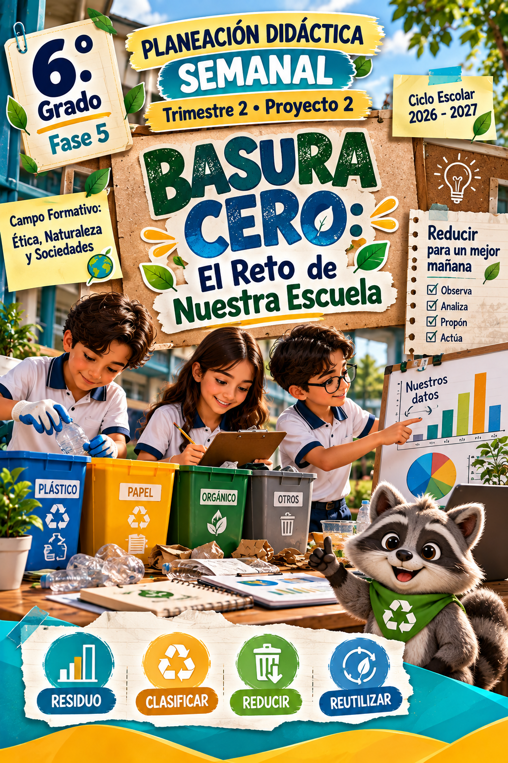 Planeación Semanal 6.º de Primaria · Trimestre 2 · Basura Cero | NEM 2026-2027 · STEAM 1 Planeación Semanal 6.º de Primaria · Trimestre 2 · Basura Cero | NEM 2026-2027 · STEAM