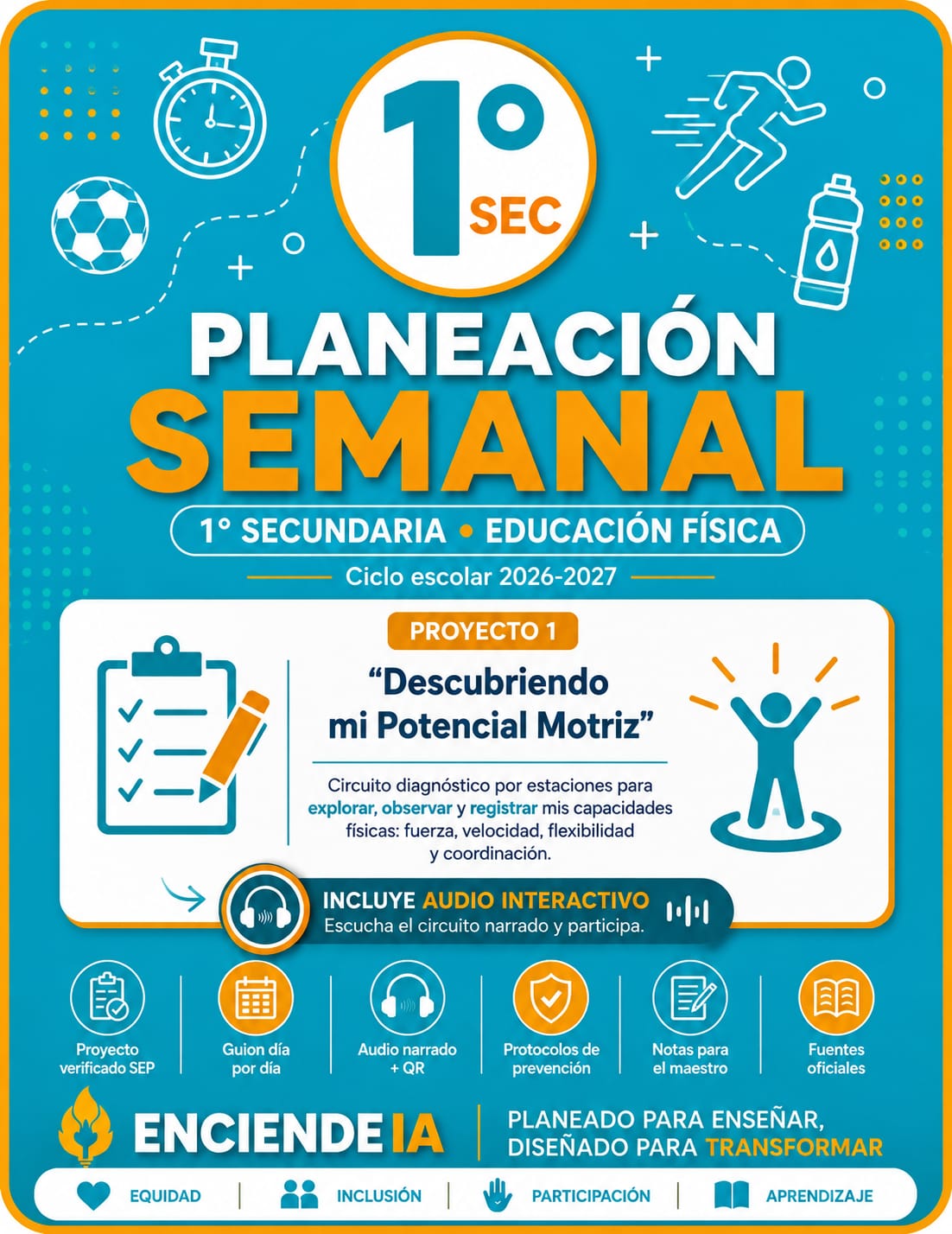 Planeación Semanal 1° Secundaria NEM — Educación Física — Proyecto "Descubriendo mi Potencial Motriz" — Trimestre 1 (Editable) 1 Planeación Semanal 1° Secundaria NEM — Educación Física — Proyecto "Descubriendo mi Potencial Motriz" — Trimestre 1 (Editable)