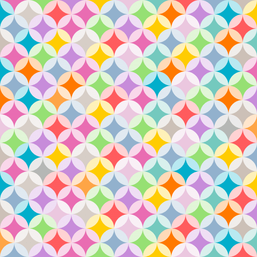 Un colorido patrón geométrico que presenta círculos superpuestos y formas de diamantes. El diseño incluye una vibrante variedad de colores como rosa, azul, amarillo, verde, naranja y morado, creando una apariencia vivaz y dinámica similar a un mosaico, perfecta para proyectos de Papel Digital Para Imprimir.