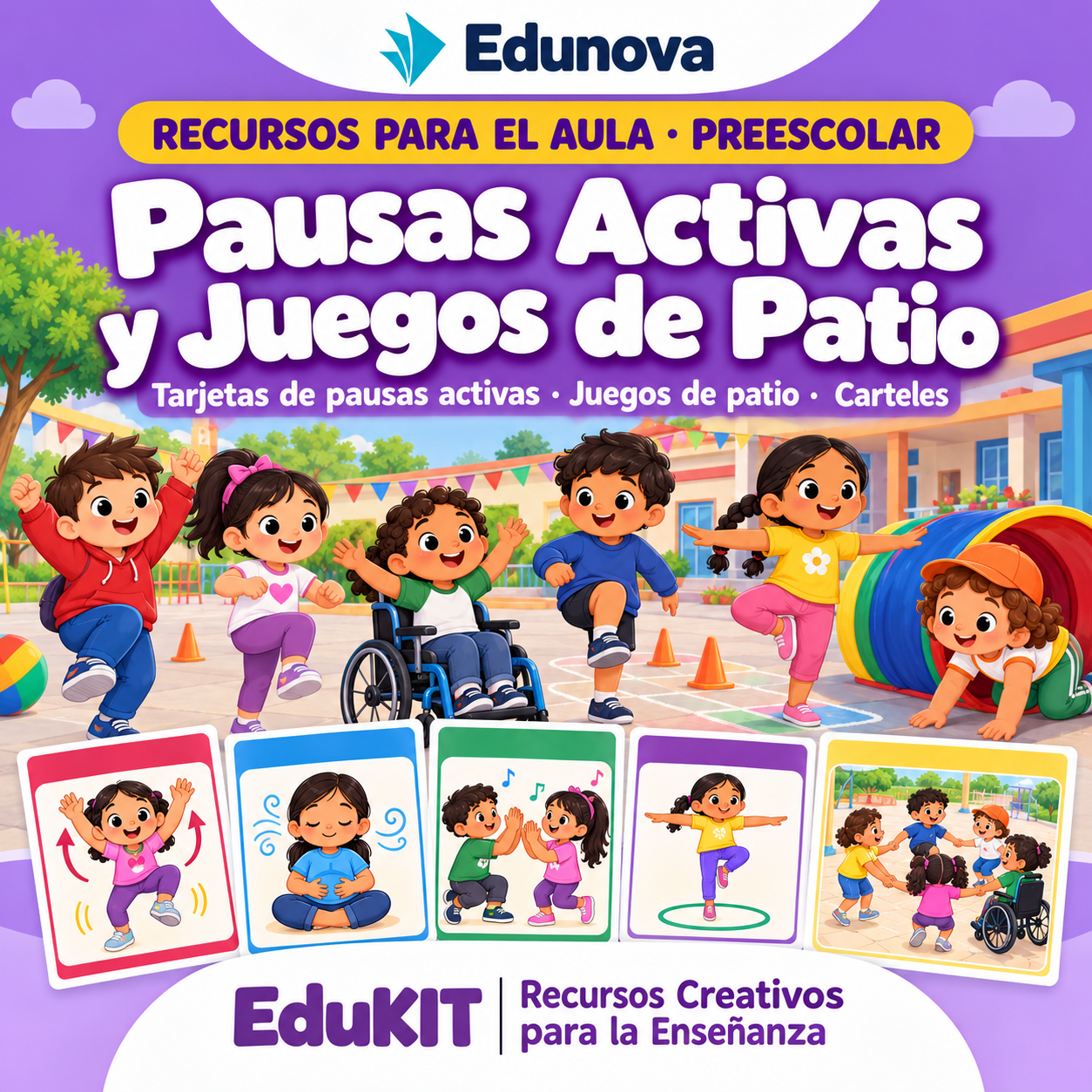 Pausas Activas y Juegos de Patio para Preescolar | 32 Tarjetas, 24 Juegos, Rutinas y Portal Interactivo 1 Pausas Activas y Juegos de Patio para Preescolar | 32 Tarjetas, 24 Juegos, Rutinas y Portal Interactivo