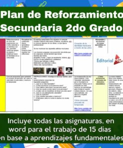 Plan de reforzamiento para Secundaria Generales, Técnicas y Telesecundaria, (2do Grado)