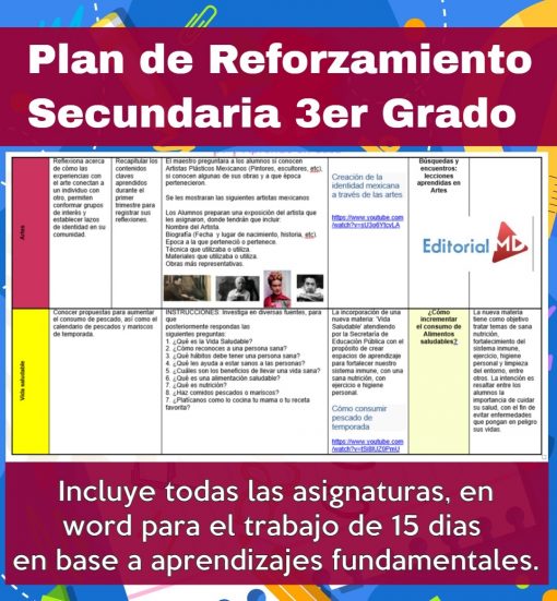 Plan de reforzamiento 3 grado de secundaria