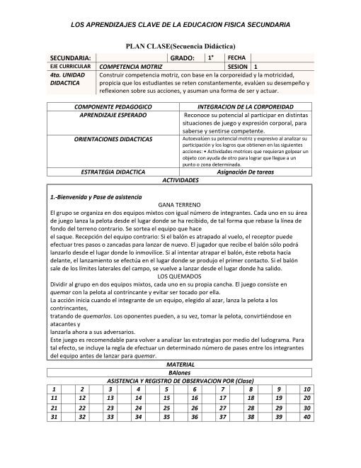 Planeacion Anual Educación Física 1 Secundaria 01