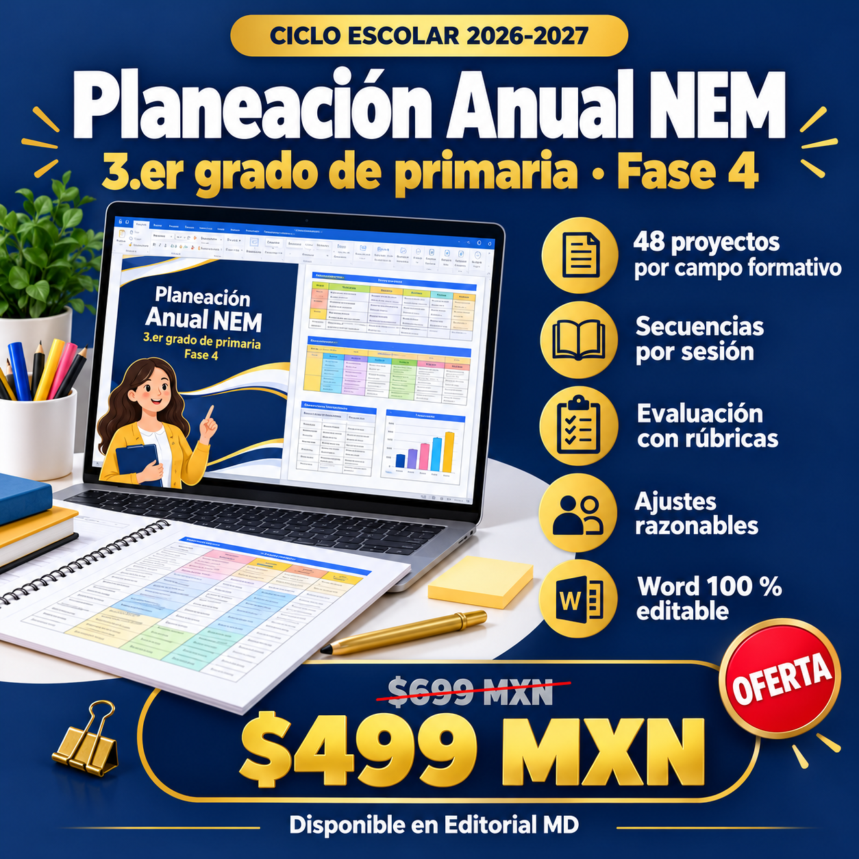 Planeación Anual NEM 3.er Grado de Primaria 2026-2027 | 48 Proyectos por Campo Formativo | Word Editable 1 Planeación Anual NEM 3.er Grado de Primaria 2026-2027 | 48 Proyectos por Campo Formativo | Word Editable