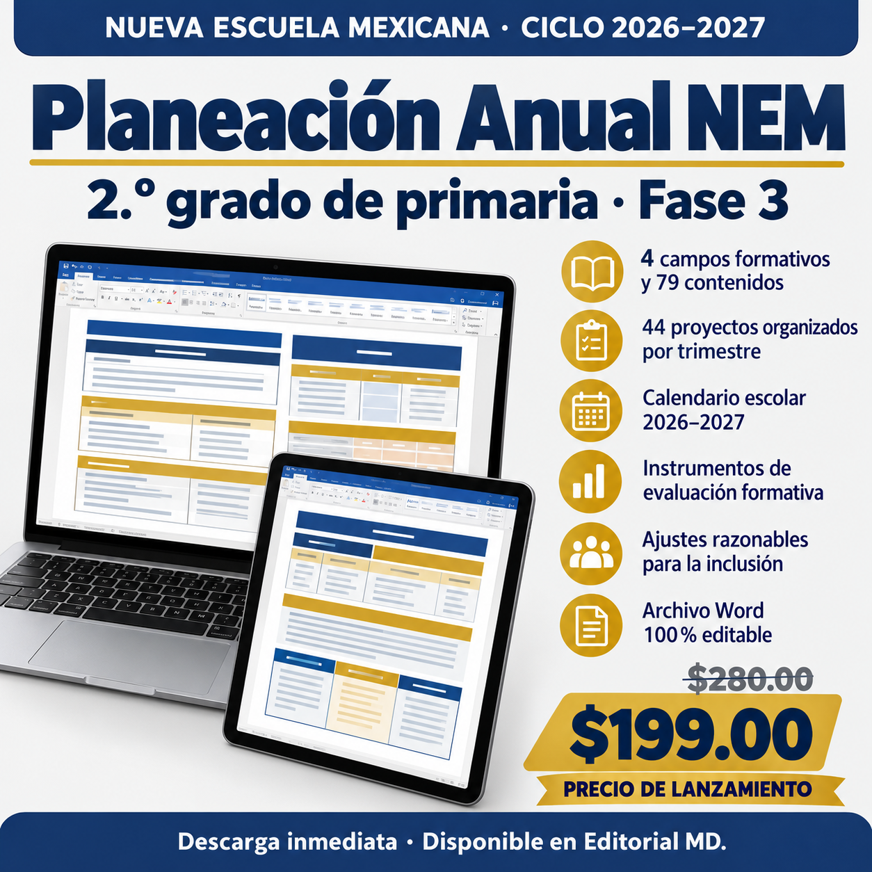 Planeación Anual NEM 2026–2027 · 2.º de Primaria (Fase 3) · Word editable 1 Planeación Anual NEM 2026–2027 · 2.º de Primaria (Fase 3) · Word editable