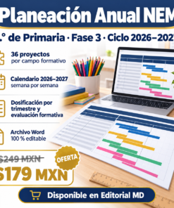 Planeación Anual NEM 1.° de Primaria · Fase 3 · Ciclo 2026–2027 (Word editable)