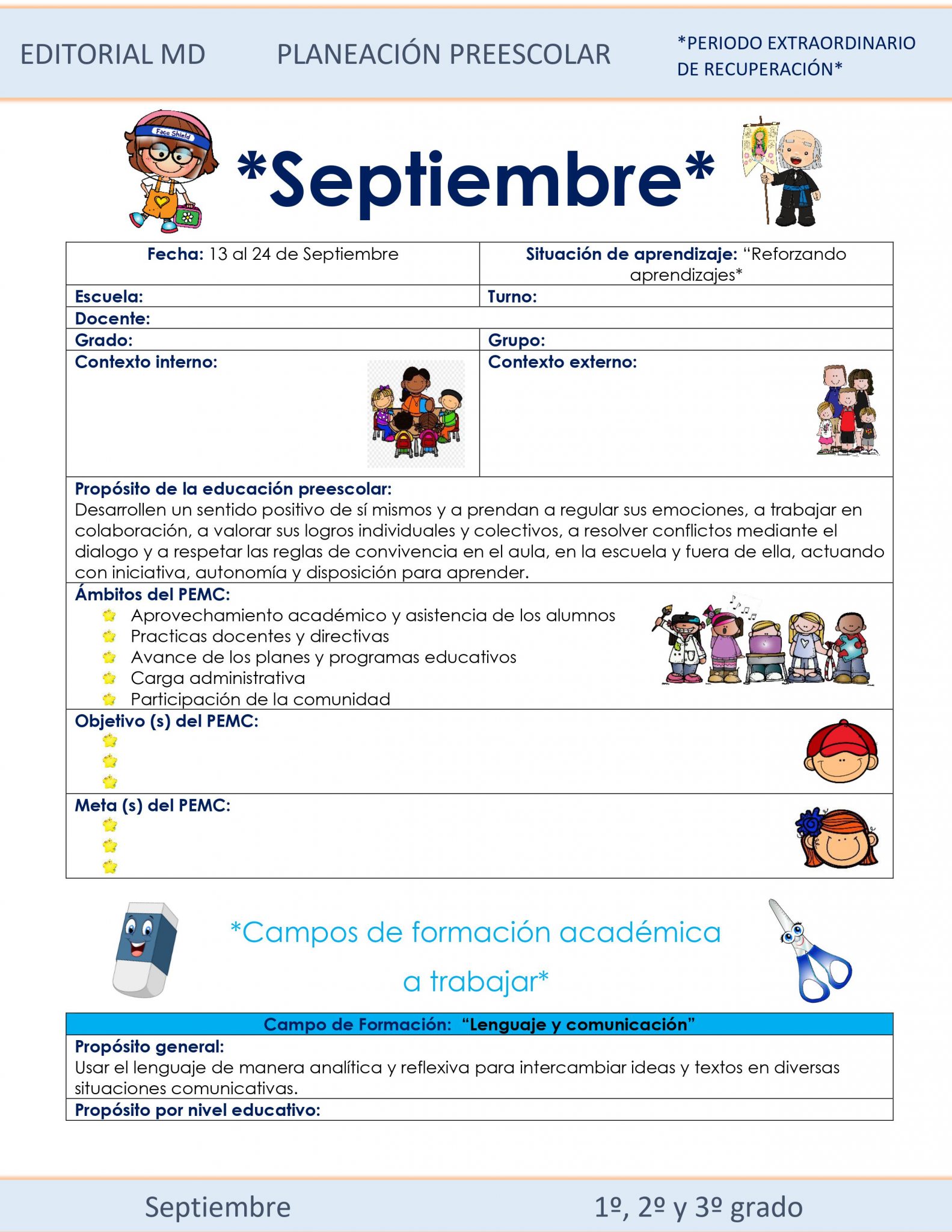 planeación híbrida de septiembre preescolar Planeación Híbrida de Preescolar (del 13 al 24 de septiembre) 01