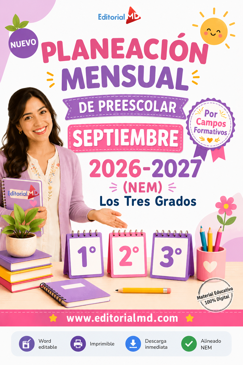 Planeación del mes de Septiembre para Preescolar 2026-2027 | NEM 1 Planeacion del mes de Septiembre para Preescolar con la NEM