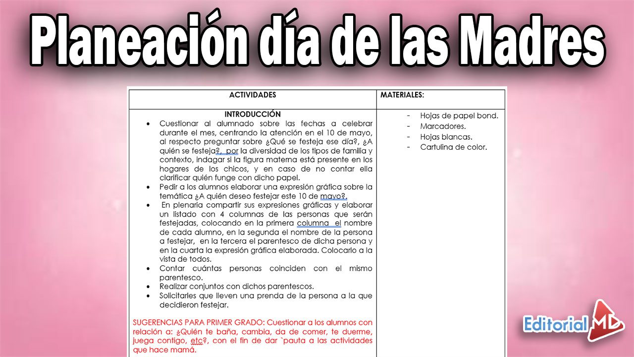 Situación Didáctica Para El 10 De Mayo Dia De Las Madres