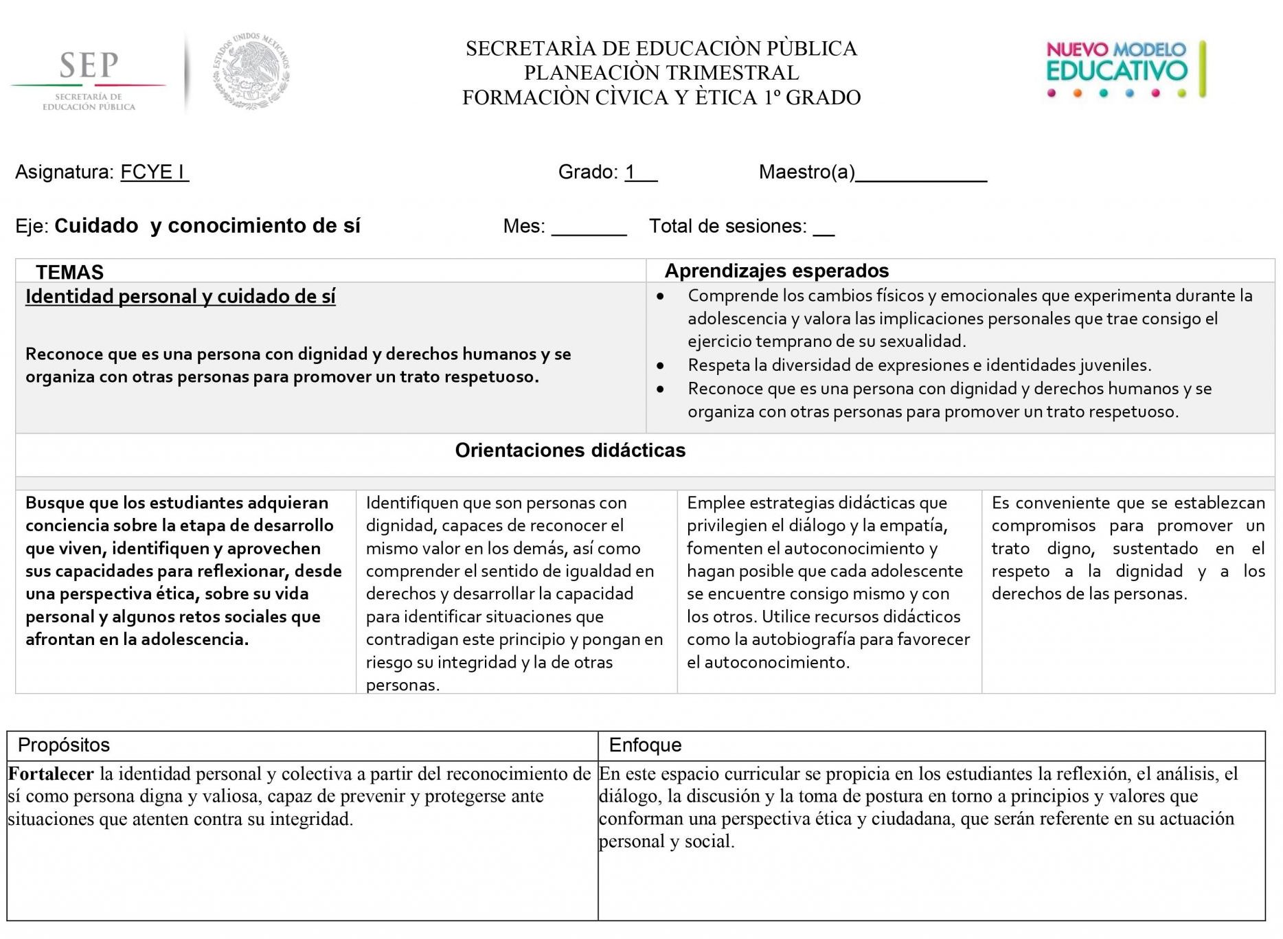 Planeaciones Formacion Civica y Etica 1 Secundaria (Nuevo Modelo Educativo)  1er. Trimestre por Editorial MD – Maesdi