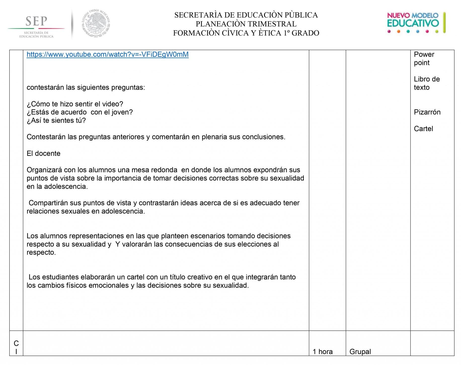 Planeaciones Formacion Civica y Etica 1 Secundaria (Nuevo Modelo Educativo) 02