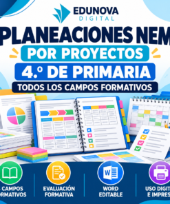 Planeaciones NEM 4.º de Primaria por Proyectos | Todos los Campos Formativos | Word Editable