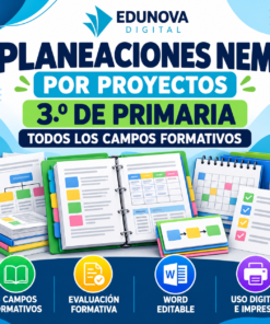 Planeaciones NEM 3.º de Primaria por Proyectos | Todos los Campos Formativos | Word Editable