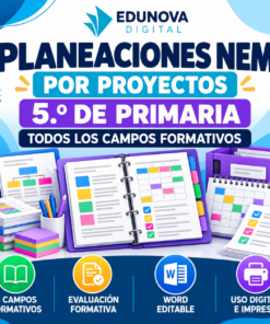 Planeaciones NEM 5.º de Primaria por Proyectos | Todos los Campos Formativos | Word Editable