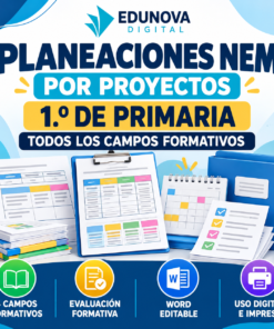 Planeaciones NEM por Proyectos 1.º de Primaria | Todos los Campos Formativos | Word Editable