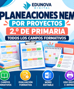 Planeaciones NEM por Proyectos 2.º de Primaria | Todos los Campos Formativos | Word Editable