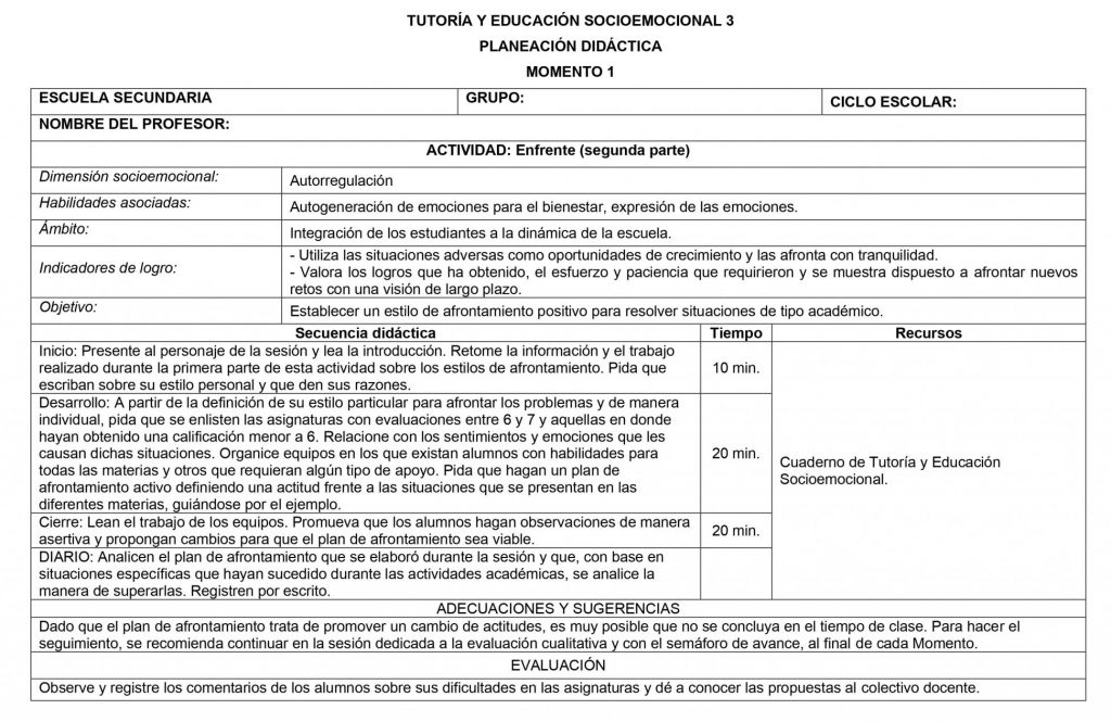 Planeaciones Tutoría Socioemocional 3 Secundaria Anual