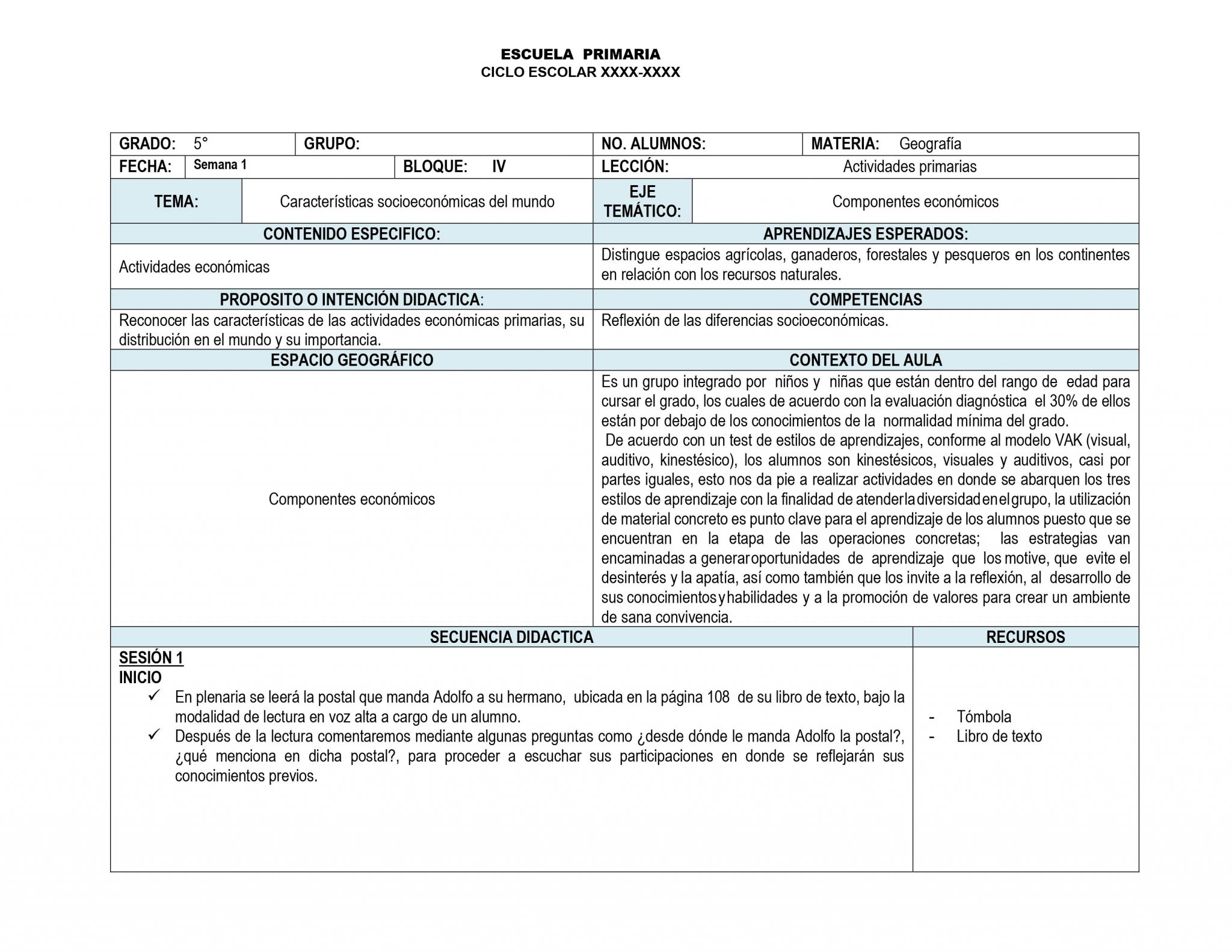 Planeaciones de 5° Grado de Primaria ANUA 01