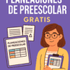 Ilustración de una mujer sonriente con gafas sosteniendo un portapapeles al lado de "Planeaciones de Preescolar Gratis (Con la NEM)". Texto: "Descarga tus Planeaciones de Preescolar Gratis – Editorial MD" sobre fondo morado.
