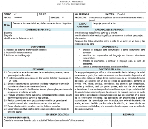 Planeación 4 grado de Primaria (Trimestre 3) 2019-2020 01