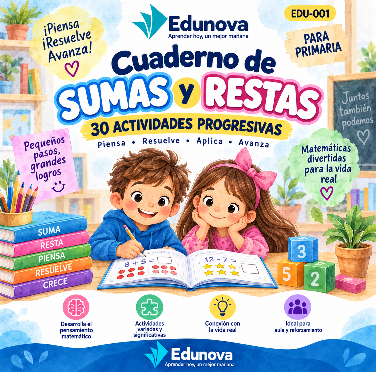 Cuaderno de Sumas y Restas para Primaria | 30 Actividades + PDF, Word y PowerPoint 1 Cuaderno de Sumas y Restas para Primaria | 30 Actividades + PDF, Word y PowerPoint