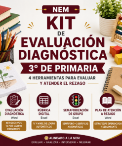 Kit de Evaluación Diagnóstica NEM 3° de Primaria 2026-2027 | 4 Herramientas para Evaluar y Atender el Rezago | Word y Excel Editable
