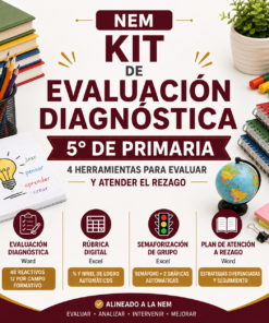 Kit de Evaluación Diagnóstica NEM 5° de Primaria 2026-2027 | 4 Herramientas para Evaluar y Atender el Rezago | Word y Excel Editable