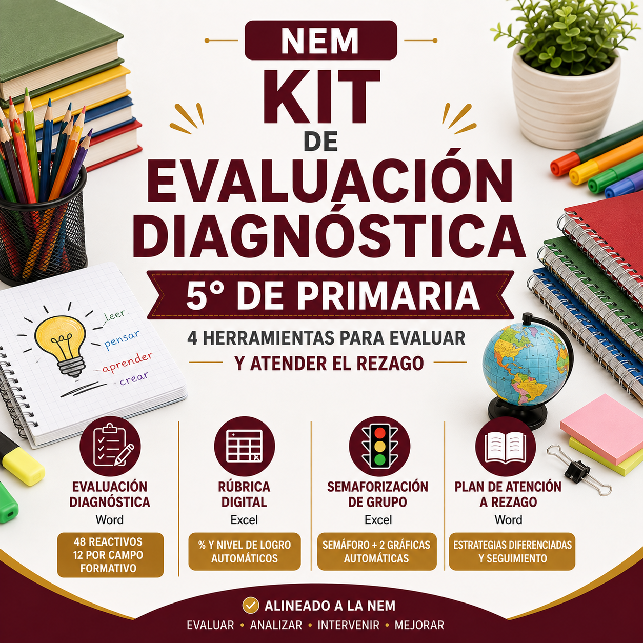 Kit de Evaluación Diagnóstica NEM 5° de Primaria 2026-2027 | 4 Herramientas para Evaluar y Atender el Rezago | Word y Excel Editable 1 Kit de Evaluación Diagnóstica NEM 5° de Primaria 2026-2027 | 4 Herramientas para Evaluar y Atender el Rezago | Word y Excel Editable