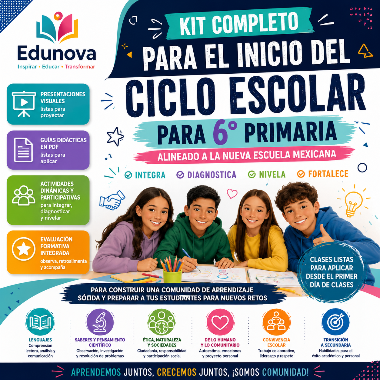 Kit para el Inicio del Ciclo Escolar NEM 2026-2027 6° Primaria | Integra, Diagnostica y Nivela | Clases listas para aplicar + PPT y Guías PDF 1 Kit para el Inicio del Ciclo Escolar NEM 2026-2027 6° Primaria | Integra, Diagnostica y Nivela | Clases listas para aplicar + PPT y Guías PDF