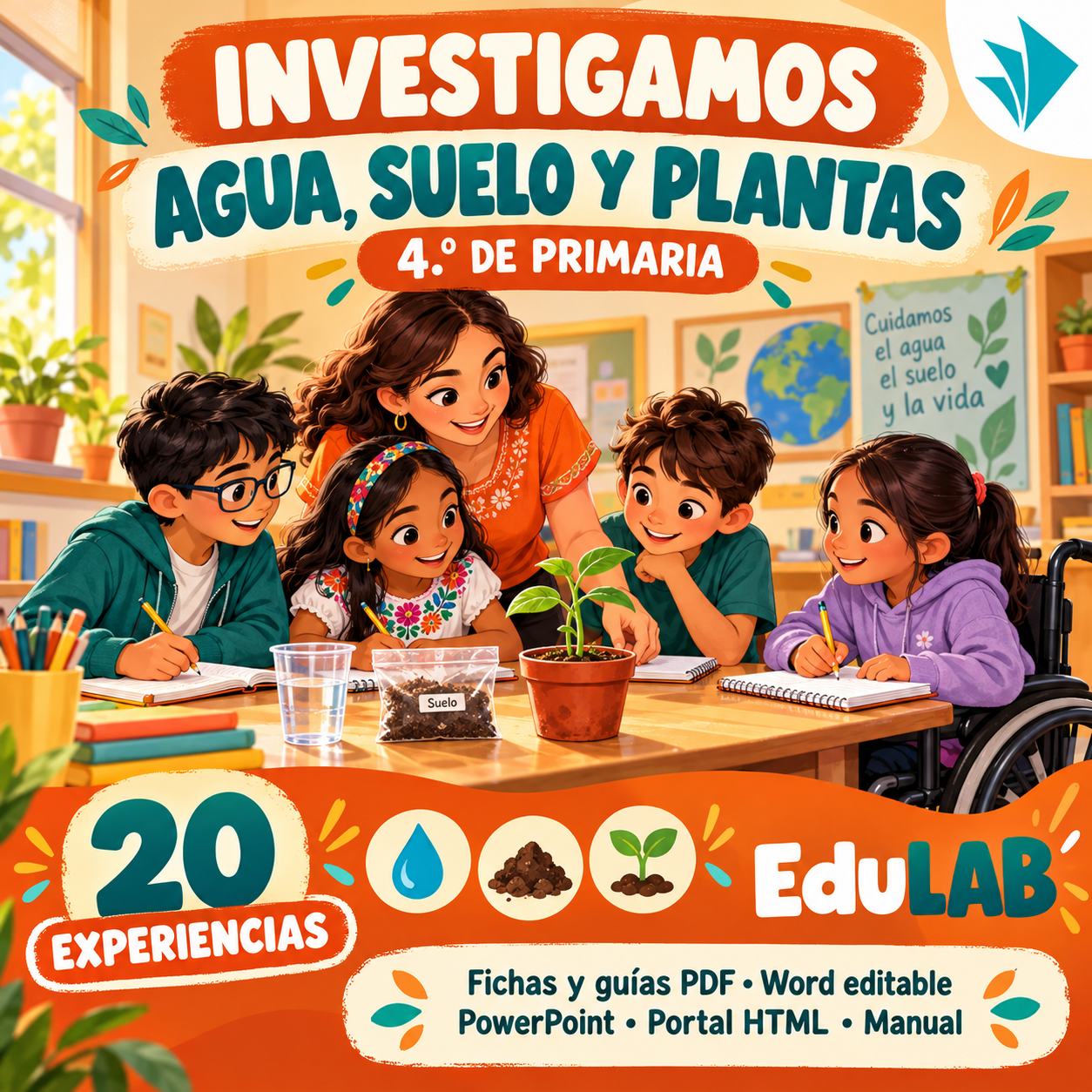 Investigamos Agua, Suelo y Plantas | 4.º de Primaria | 20 Experiencias con Fichas, Guías, Word, PowerPoint y Portal HTML 1 Investigamos Agua, Suelo y Plantas | 4.º de Primaria | 20 Experiencias con Fichas, Guías, Word, PowerPoint y Portal HTML