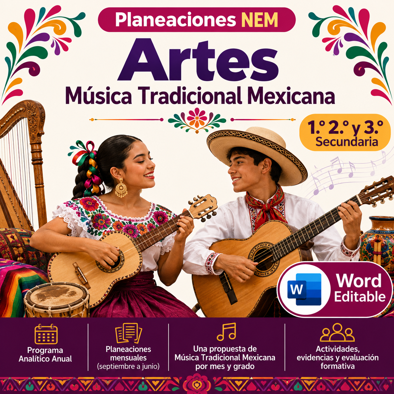 Planeaciones NEM Artes Música Tradicional Mexicana 1.º 2.º y 3.º Secundaria | Programa Analítico y Planeaciones 2026-2027 | Word Editable 1 Planeaciones NEM Artes Música Tradicional Mexicana 1.º 2.º y 3.º Secundaria | Programa Analítico y Planeaciones 2026-2027 | Word Editable