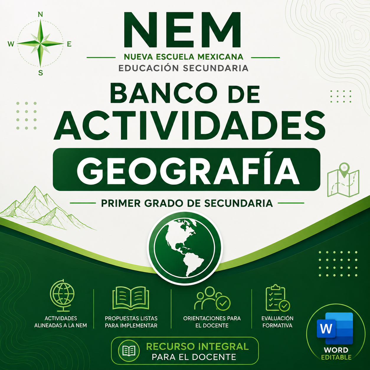 Banco de Actividades NEM Geografía 1° de Secundaria 2026-2027 | Recurso Integral para el Docente | Word Editable 1 Banco de Actividades NEM Geografía 1° de Secundaria 2026-2027 | Recurso Integral para el Docente | Word Editable