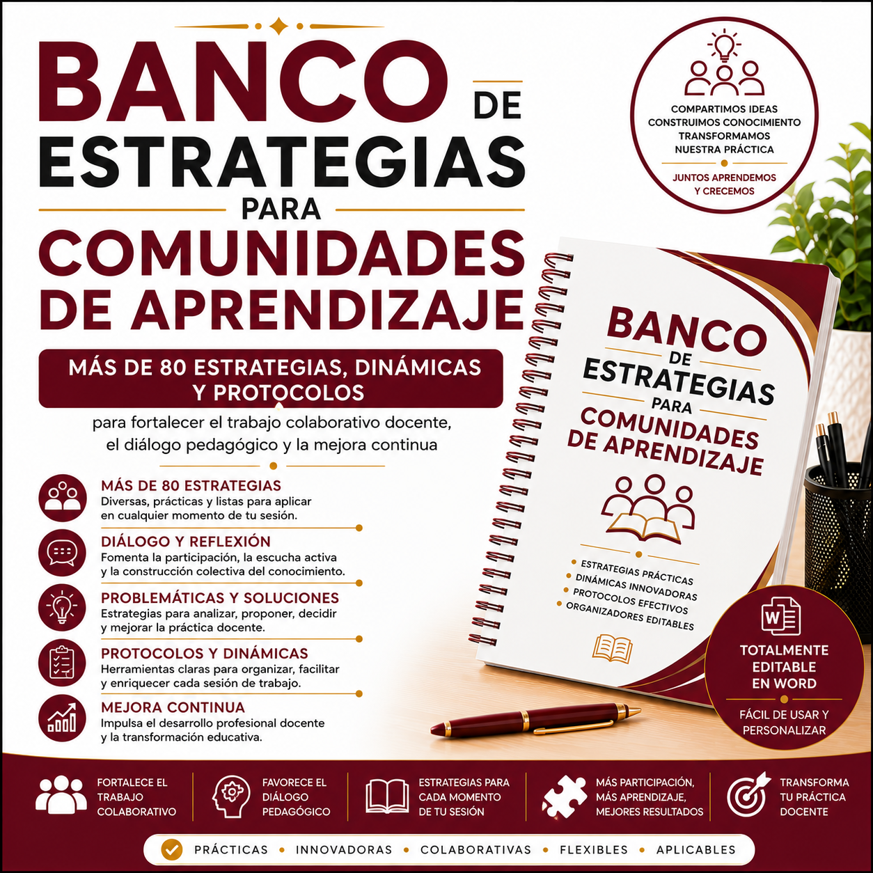 Banco de Estrategias para Comunidades de Aprendizaje Editable en Word | Más de 80 Dinámicas, Protocolos y Actividades para el Trabajo Colaborativo Docente 1 Banco de Estrategias para Comunidades de Aprendizaje Editable en Word | Más de 80 Dinámicas, Protocolos y Actividades para el Trabajo Colaborativo Docente