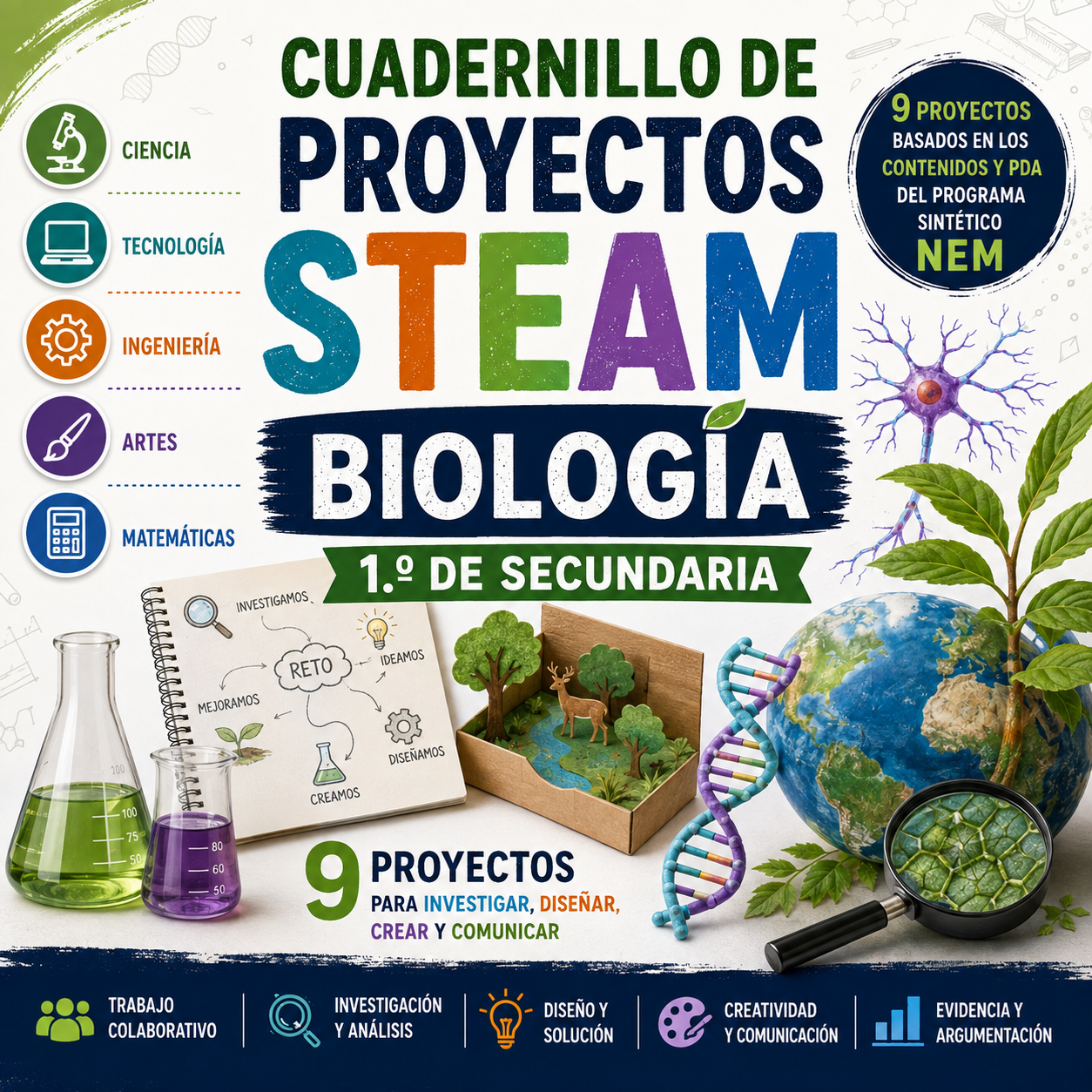 Cuadernillo de Proyectos STEAM Biología 1.º de Secundaria | NEM 2026-2027 | PDF + Word Editable 1 Cuadernillo de Proyectos STEAM Biología 1.º de Secundaria | NEM 2026-2027 | PDF + Word Editable