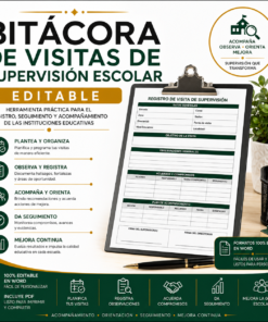 Bitácora de Visitas de Supervisión Escolar Editable en Word | Formatos para Registro, Seguimiento y Acompañamiento Pedagógico