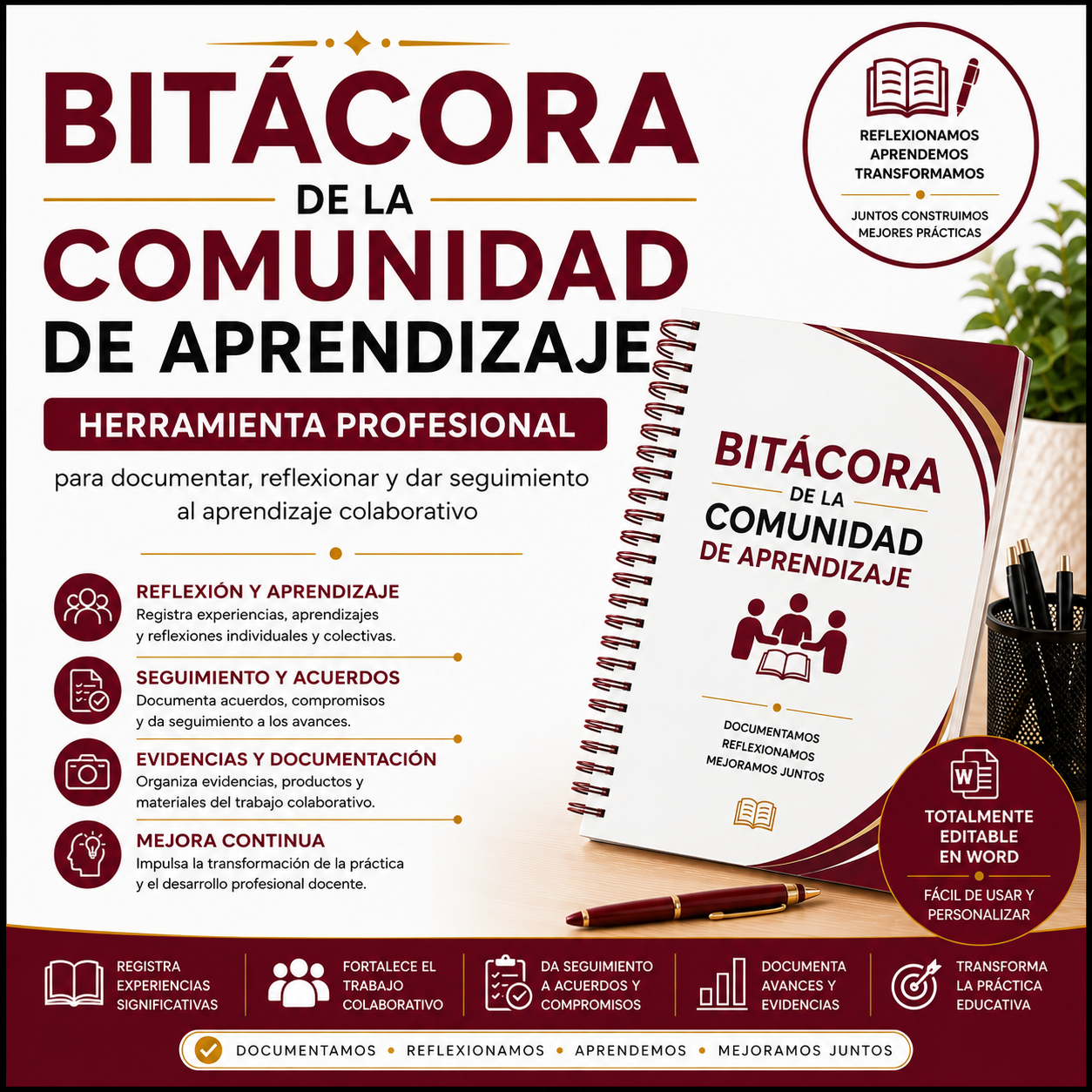 Bitácora de la Comunidad de Aprendizaje Editable en Word | Formatos para la Reflexión, el Seguimiento y la Documentación del Trabajo Colaborativo 1 Bitácora de la Comunidad de Aprendizaje Editable en Word | Formatos para la Reflexión, el Seguimiento y la Documentación del Trabajo Colaborativo
