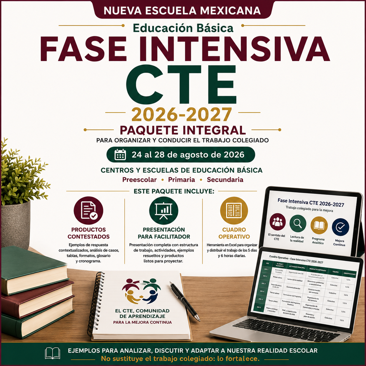 Fase Intensiva CTE 2026-2027 | Productos Contestados + Presentación para Facilitador + Cuadro Operativo | Word, PowerPoint y Excel 1 Fase Intensiva CTE 2026-2027 | Productos Contestados + Presentación para Facilitador + Cuadro Operativo | Word, PowerPoint y Excel