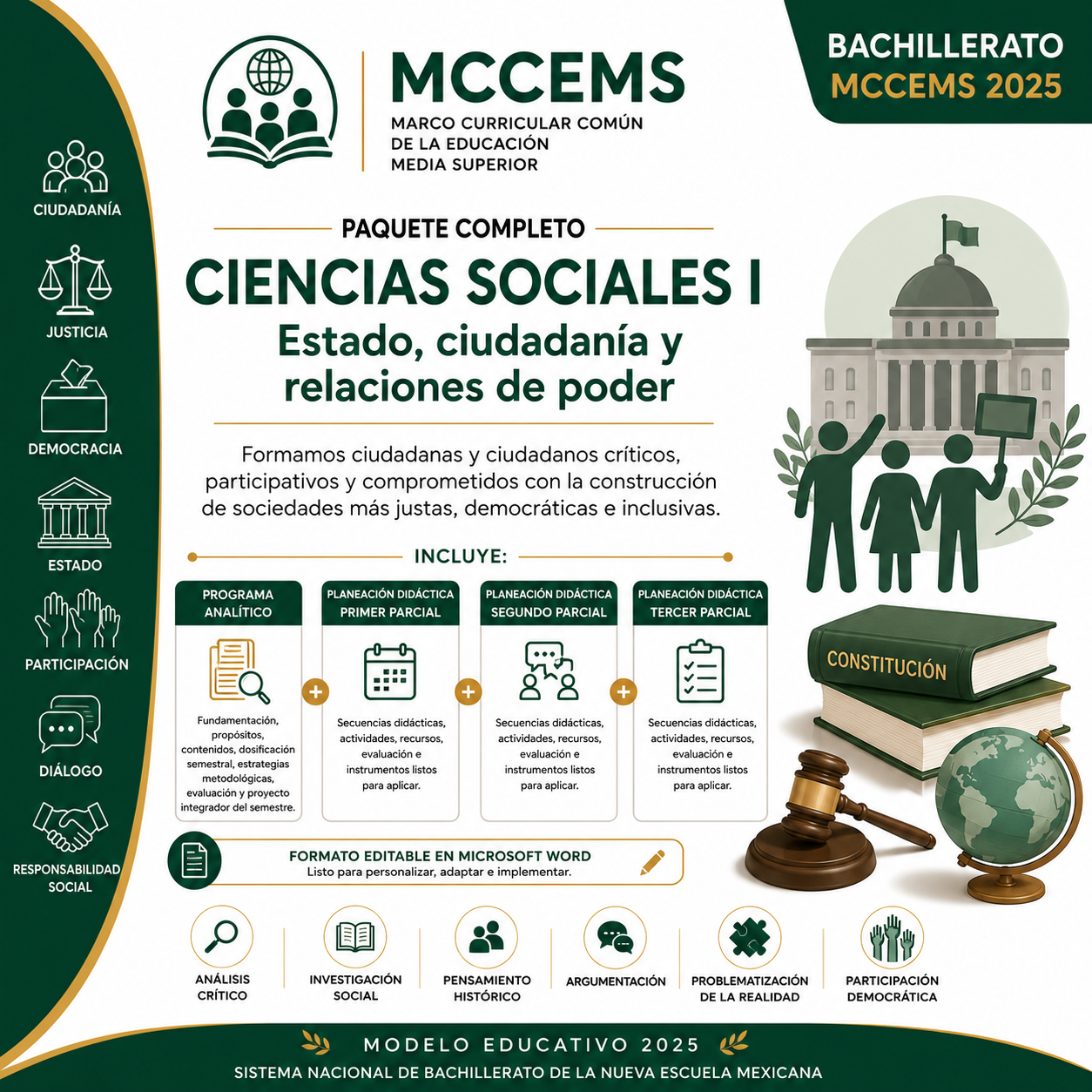 Planeaciones Didácticas Ciencias Sociales I Bachillerato MCCEMS (Plan 2025) | Programa Analítico y Planeaciones Editables en Word 1 Planeaciones Didácticas Ciencias Sociales I Bachillerato MCCEMS (Plan 2025) | Programa Analítico y Planeaciones Editables en Word