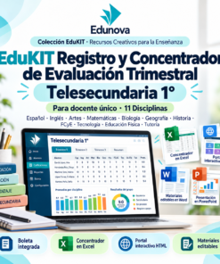 Recursos EduKIT para profesores de Telesecundaria: archivos Excel, portales HTML y herramientas de evaluación para 11 asignaturas.
