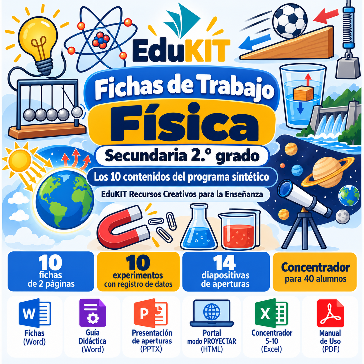 Fichas de Trabajo de Física para Secundaria 2.º Grado | 10 Fichas, 10 Experimentos y Todos los Contenidos 1 Fichas de Trabajo de Física para Secundaria 2.º Grado | 10 Fichas, 10 Experimentos y Todos los Contenidos