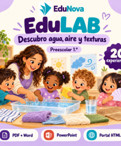 Descubro Agua, Aire y Texturas | 1.º de Preescolar | 20 Experiencias con Fichas, Guías, Word, PowerPoint y Portal HTML
