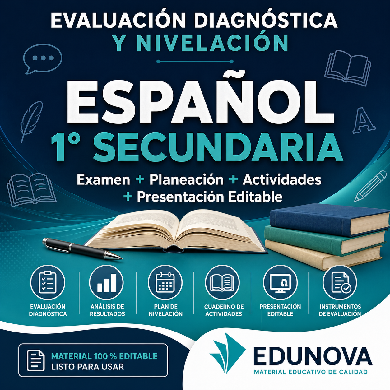 Evaluación Diagnóstica y Nivelación – Español 1° Secundaria | NEM 2026-2027 | Examen, Planeación, Actividades y Presentación Editable 1 Evaluación Diagnóstica y Nivelación – Español 1° Secundaria | NEM 2026-2027 | Examen, Planeación, Actividades y Presentación Editable
