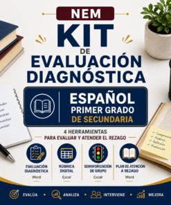 Kit de Evaluación Diagnóstica NEM Español 1° de Secundaria 2026-2027 | 4 Herramientas para Evaluar y Atender el Rezago | Word y Excel Editable