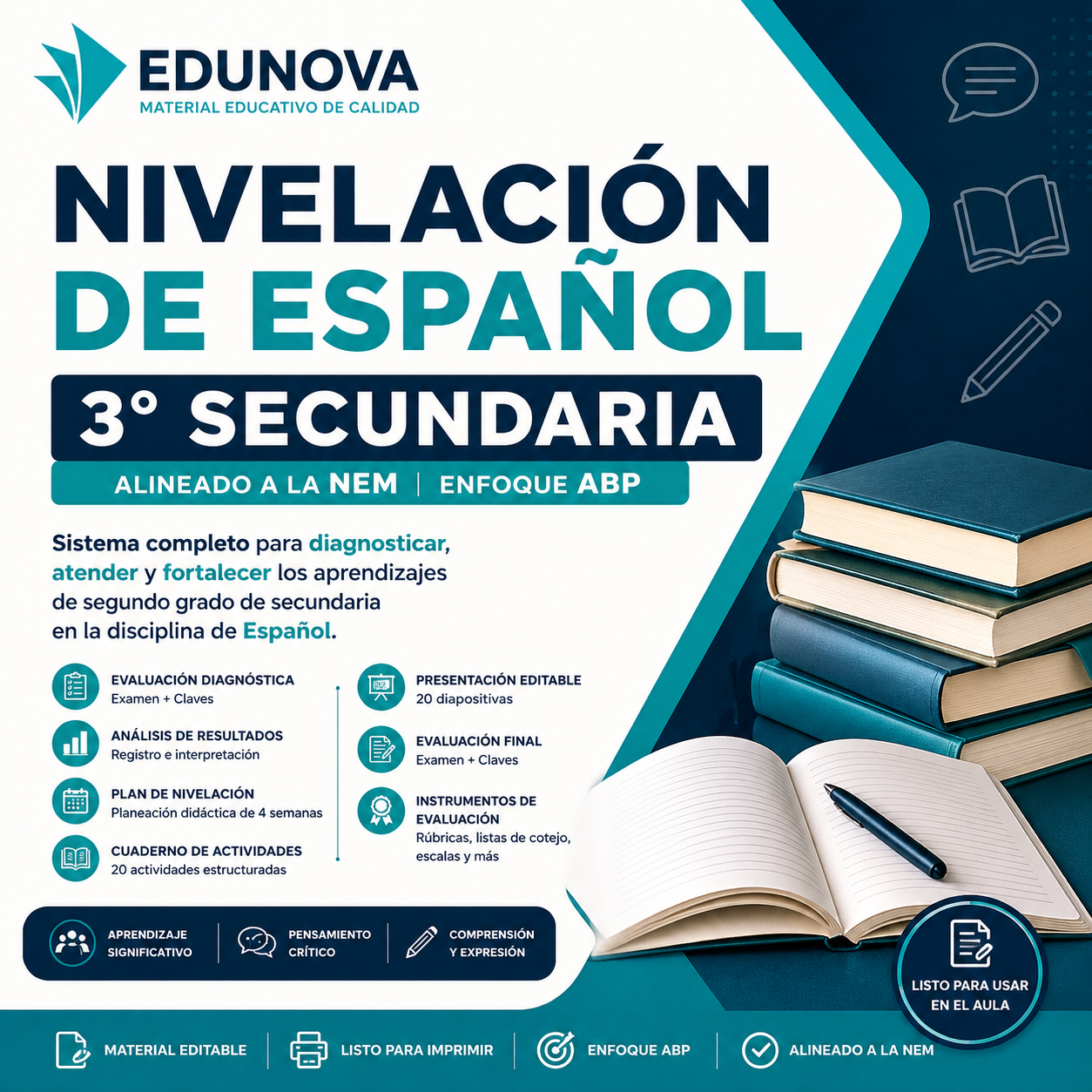 Evaluación Diagnóstica y Nivelación – Español 3° Secundaria | NEM 2026-2027 | Examen, Planeación, Actividades y Presentación Editable 1 Evaluación Diagnóstica y Nivelación – Español 3° Secundaria | NEM 2026-2027 | Examen, Planeación, Actividades y Presentación Editable
