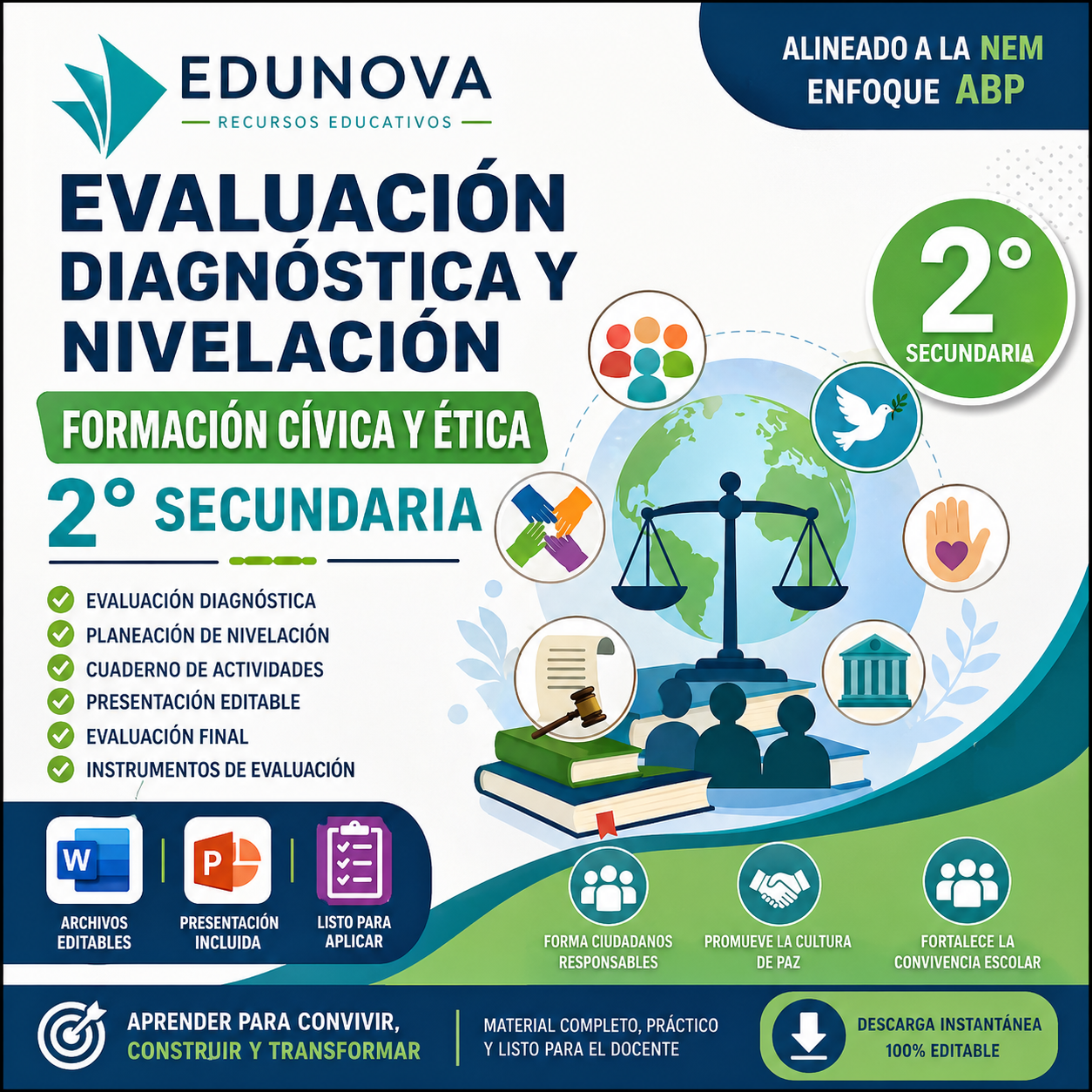 Evaluación Diagnóstica y Nivelación – Formación Cívica y Ética 2° Secundaria | NEM 2026-2027 | Examen, Planeación, Actividades y Presentación Editable 1 Evaluación Diagnóstica y Nivelación – Formación Cívica y Ética 2° Secundaria | NEM 2026-2027 | Examen, Planeación, Actividades y Presentación Editable