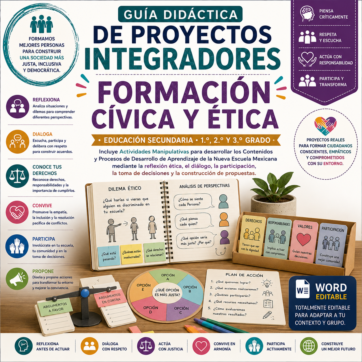 Proyectos Integradores de Formación Cívica y Ética para Secundaria | NEM 2026-2027 | Word Editable 1 Proyectos Integradores de Formación Cívica y Ética para Secundaria | NEM 2026-2027 | Word Editable